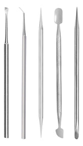 Kit Manicure Profissional 5 Itens - Espátulas Palitos Inox