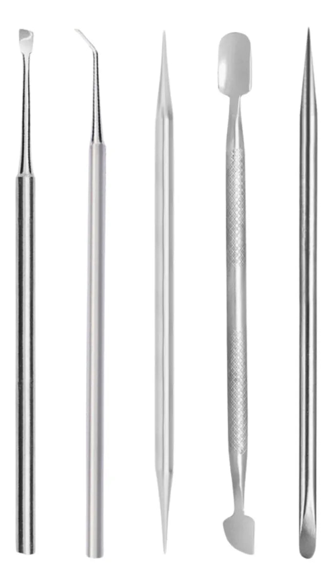 Kit Manicure Profissional 5 Itens - Espátulas Palitos Inox