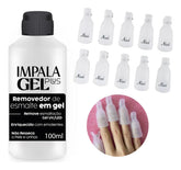 Kit Impala Removedor Esmalte Gel 100ml + 10 Dedeiras