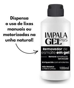 Kit Impala Removedor Esmalte Gel 100ml + 10 Dedeiras